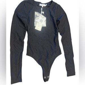 NWT Good American Bodysuit Long Sleeve Black Size 0